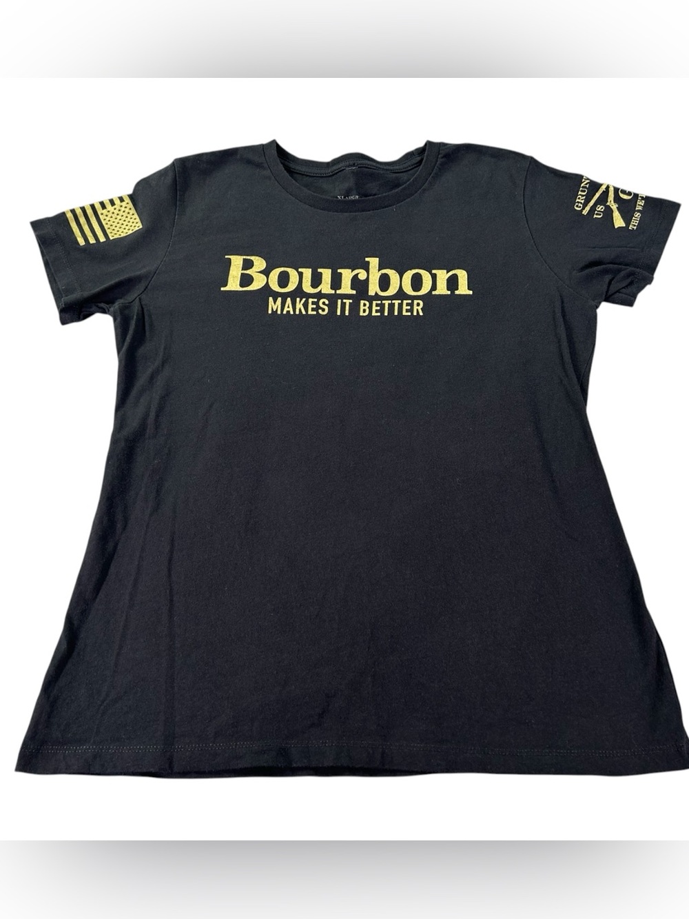 Grunt Style Bourbon Makes It Better T-Shirt Women’s XL Black Whiskey Graphic Tee